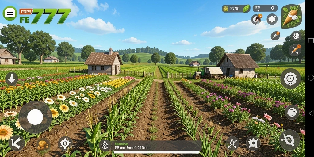 Tampilan gameplay FE777 yang menunjukkan keseruan bertani.