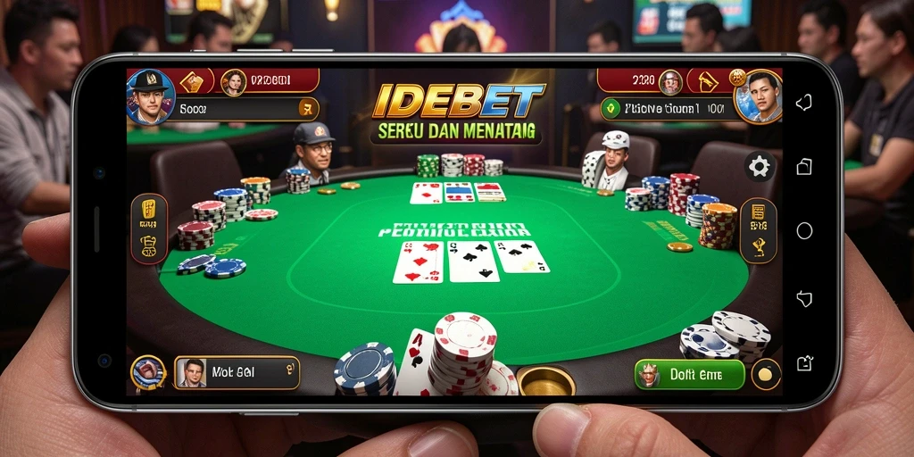 Tampilan gameplay menarik dari aplikasi poker IDEBET yang mengasyikkan.