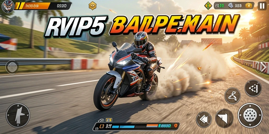 Screenshot menunjukkan aksi balapan motor yang intens dan mendebarkan.