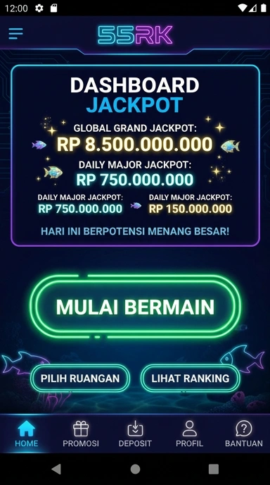 Tampilan antarmuka sederhana aplikasi 55rk.